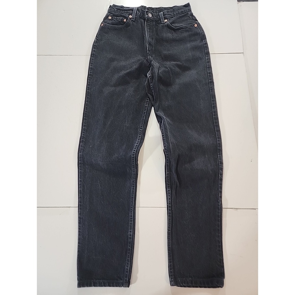 VTG 90s Levi's 521 Mom Jeans Faded Black High Waisted Tapered Size 12 L USA Made